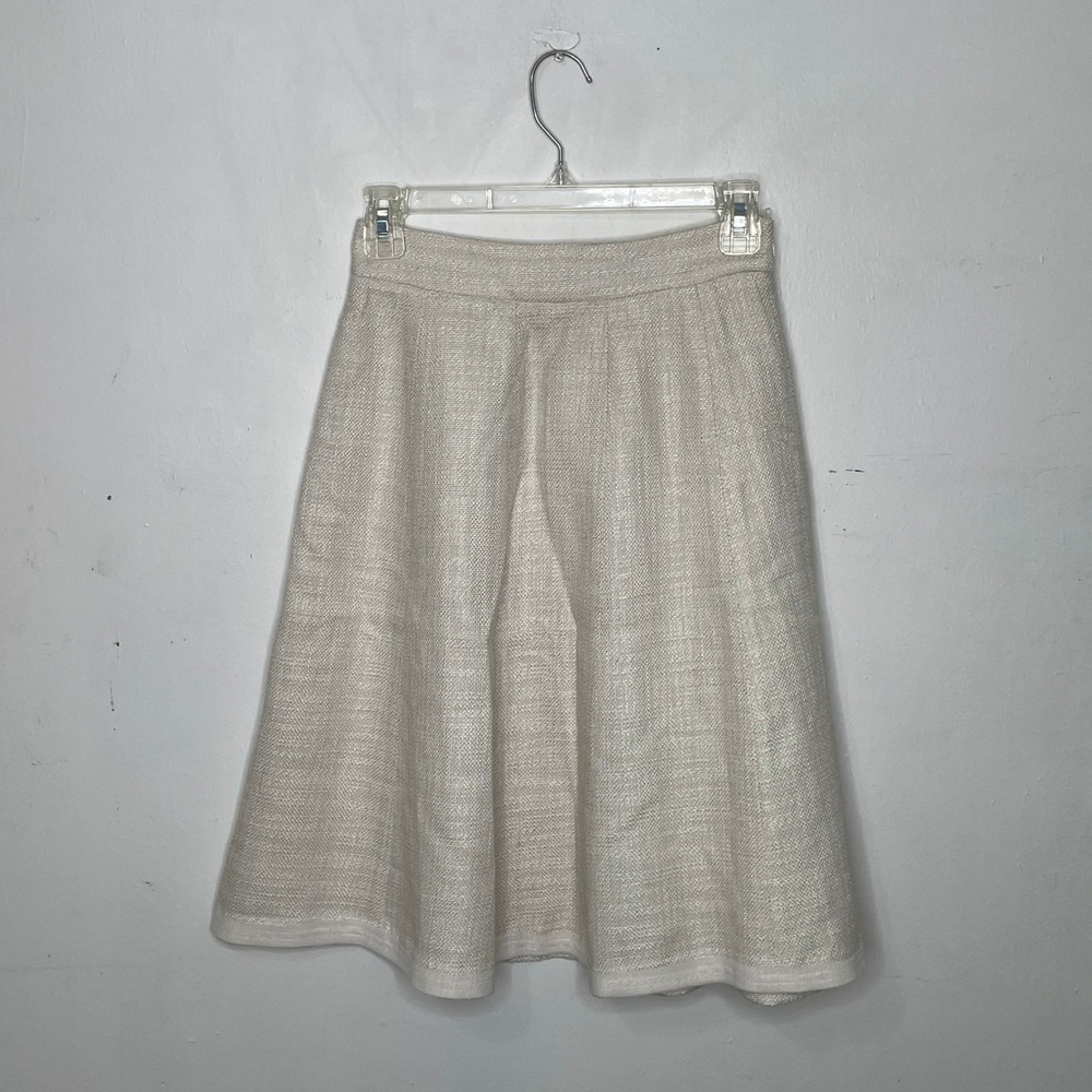 White House Black Market Cream Metallic Textured A-Line Skirt Size 00 Ivory